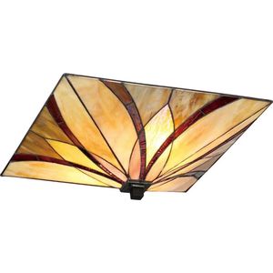 Bohemian Tafellamp - Steady Lighting - Glas - Bohemian - E27 - L: 38.1cm - Voor Binnen - Woonkamer - Eetkamer - Brons