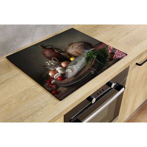 Inductiebeschermer - Verse Vis - 75x52 cm - Inductiebeschermer - Inductie Afdekplaat Kookplaat - Inductie Mat - Anti-Slip - Keuken Decoratie - Keuken Accessoires