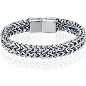 LGT JWLS Heren Armband - Dubbele Curb Chain van Edelstaal, Zilver-19cm