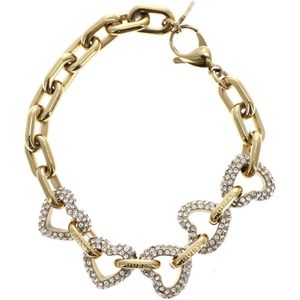 GUESS armband Beloved Multi Pave Hearts Bracelet Yellow Gold goudkleurig