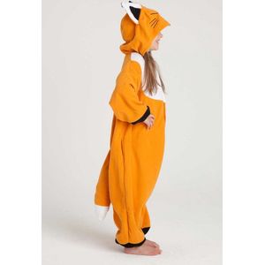 KIMU Onesie Vos Pak - Maat 140-146 - Vossenpak Kostuum Bruin - Kinder Huispak Pyjama Jumpsuit Dierenpak Hamster Jongen Meisje Overall Fleece Festival