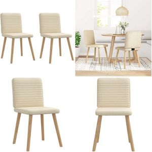 vidaXL Eetkamerstoelen 2 st stof crèmekleurig - Eetkamerstoel - Eetkamerstoelen - Dinerstoel - Stoel