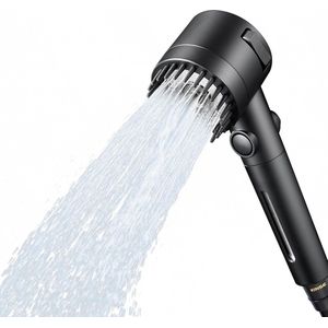 Filterdouchekop met slang, hogedruk douchekop, waterbesparend met 3 straalsoorten, regendouche, drukverhogend, spaardouchekop voor hard water