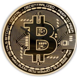 Bitcoin Klok - Crypto Deco - Goud - M 30 cm - Wandklok