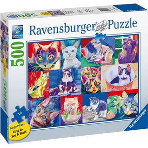 Ravensburger Puzzel Hallo Katjes - Legpuzzel - 500 Extra Grote Stukjes