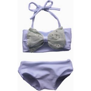 Maat 152 Bikini zwemkleding Wit met steentjes badkleding met strik voor baby en kind zwem kleding