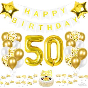Partypakket® 50 Jaar Verjaardag Versiering - Goud - All-in-one Feestpakket - Ballonnen - Decoratie - Feestpakket - Verjaardag - Feest versiering