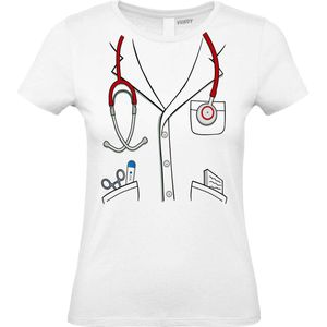 Dames t-shirt Dokter | Carnavalskleding dames | Carnaval Kostuum | Foute Party | Wit Dames | maat XXL