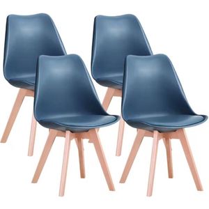 OptiGoodz® - Moderne Stoelen Set - Donkerblauw - Eetkamerstoelen set van 4 - Eetkamerstoelen