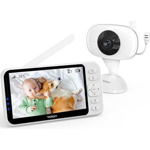 YOTON Babyfoon YB06 - Baby Monitor met Infrarood Nachtzicht - 4x Zoom - 4.3 Inch HD Scherm