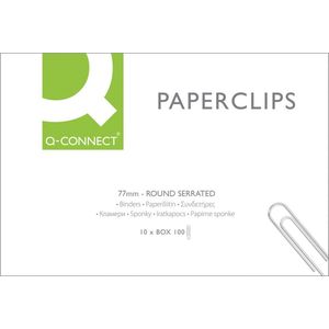 Q-CONNECT papierklemmen, 77 mm, doos van 100 stuks 10 stuks