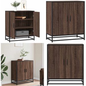 vidaXL Dressoir 68x35x76 cm bewerkt hout en metaal bruin eikenkleur - Dressoir - Dressoirs - Opbergkast - Buffet