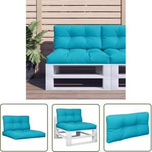 The Living Store Palletkussens - Turquoise - 70 x 70 x 12 cm - Polyester - Holle vezel vulling - Palletkussens - Tuinkussens - Balkondecoratie - Buitenleven - Lounge Set