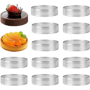 12-stuks Taartringen Dessertringen Roestvrij Staal - Taartvorm Bakken Mousse Fruitcake - Crumpetringen Bakringen - Taarten Mousse Taarten Quiche Cake ring