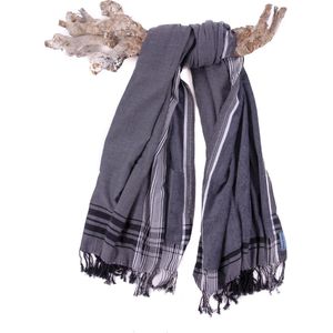 Kikoy Strandlaken Sukari Grey - Strandlaken - (Hamamdoek) Met badstof - Saunadoek - Saunalaken - Stranddoek - Reishanddoek - Plaid - 170x95cm