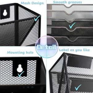 Hangende tijdschriftenhouder - opknoping organizer met 6 niveaus A4 - stationaire organizer voor thuis zwart tijdschriftenhouder wand