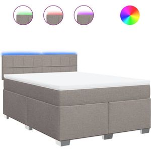 vidaXL - Boxspring - met - matras - stof - taupe - 160x200 - cm