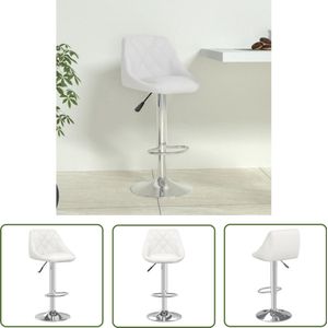 The Living Store Barkruk kunstleer wit - Barstoelen - Barkruk - Stoel - Keukenstoel - Eetkamerstoel