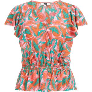 WE Fashion Dames plissé top met dessin