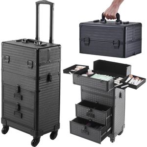 White-Label® Kapperskoffer - Kapperstas - Visagie - Cosmetica Organizer - Zwart