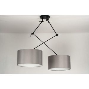 Lumidora Hanglamp 30807 - BROOKLYN - 2 Lichts - E27 - Zwart - Grijs - Metaal