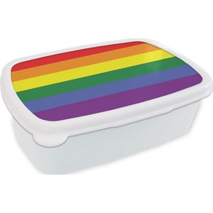 Broodtrommel Wit - Lunchbox - Brooddoos - Regenboog Vlag - Pride Vlag - Love - 18x12x6 cm - Volwassenen