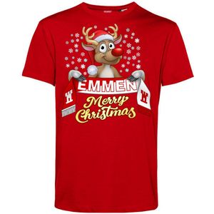 T-shirt kind Emmen | Foute Kersttrui Dames Heren | Kerstcadeau | FC Emmen supporter | Rood | maat 104