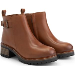 Mysa Myrtia dames leren enkellaarzen - Gevoerde boots - Cognac Bruin Leer