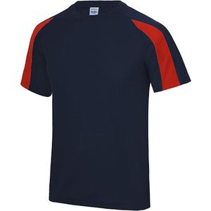 Just Cool Vegan Unisex T-shirt 'Contrast' met korte mouwen Navy/Red - XXL