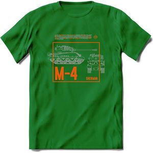 M4 Sherman leger T-Shirt | Unisex Army Tank Kleding | Dames / Heren Tanks ww2 shirt | Blueprint | Grappig bouwpakket Cadeau - Donker Groen - S