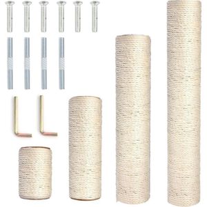 Vervangende kattenkrabpaal van natuurlijk sisal - Set van 4 stuks - M8 navulstangonderdelen voor kattenkrabpaalrenovatie - Wit - Inclusief schroeven - Verschillende lengtes