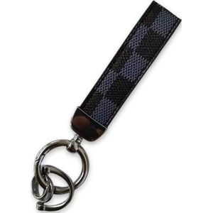 Luxe Sleutelhanger - Blauw Patroon met Zilveren Hanger - Dames & Heren Designer Sleutel Hanger - Keychain Mode Cadeau - Fashion Auto Accessoires