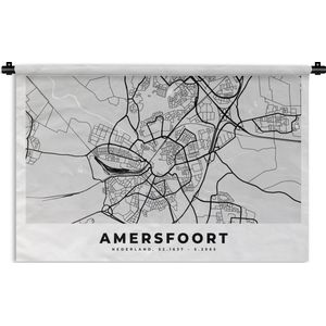 Wandkleed - Wanddoek - Stadskaart - Amersfoort - Nederland - 90x60 cm - Wandtapijt - Plattegrond