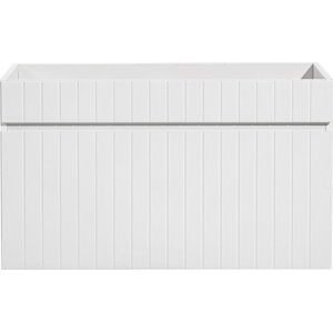 Vente-unique Wit hangmeubel onder wastafel met strepen - 80 cm - SATARA