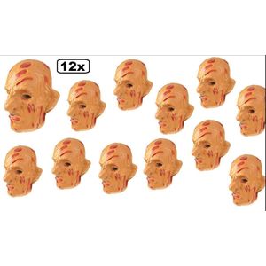 12x Masker Freddy plastic - Freddy Krueger halloween horror griezel thema feest carnaval masker eng