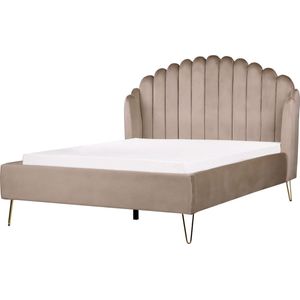 AMBILLOU - Tweepersoonsbed - Taupe - 140 x 200 cm - Fluweel