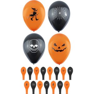 Set van 12x stuks Halloween ballonnen met print 23 cm - Halloween feestversiering/decoratie