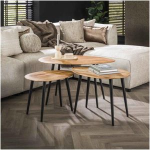 Salontafel set/3 organisch - Massief acacia naturel