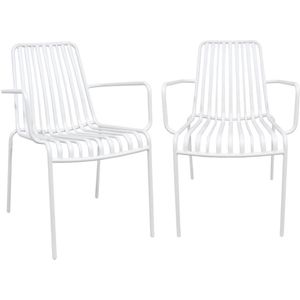 sweeek - Set van 2 stapelbare tuinstoelen florida van staal, l 59 x d 53,5 x h 78 cm