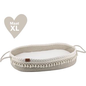 Muuzey Verschoonmand - Mozesmand - Verschoonmand XL - Incl. Extra comfortabel Matras en Matrashoes - Aankleedkussen - Luxe Verschoonmand - Verschoonkussen - Changing Basket - Handgemaakt - Ibiza stijl