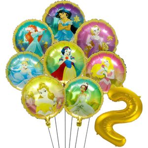8 prinsessen ballon set rond - 45cm - Folie Ballon - Prinses - Themafeest - 2 jaar - Verjaardag - Ballonnen - Versiering - Helium ballon