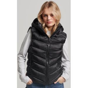 Superdry Hooded Fuji Padded Gilet Dames Jas - Black - Maat Xs