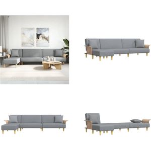 vidaXL Slaapbank L-vormig 279x140x70 cm stof lichtgrijs - L-vormige Slaapbank - L-vormige Slaapbanken - Slaapbank - Slaapbank
