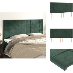 vidaXL Hoofdbord - Hoofdborden - Hoofdeinde - Houten Hoofdbord - Hoofdborden 4 st 100x5x78/88 cm fluweel donkergroen