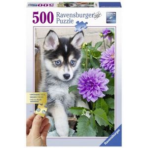 XL Legpuzzel - Schattige Husky - 500 extra grote puzzelstukken- Ravensburger- oudere/slechtziende