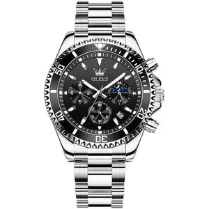 GWS OLEVS Herenhorloge Quartz – RVS Horloge voor mannen – Zwart Zilver