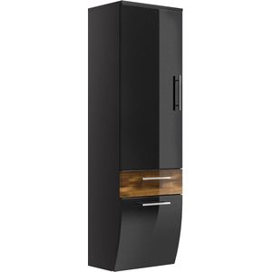 Badkamer kolomkast Milan Antraciet Walnoot - MDF - Breedte 40 cm - Hoogte 134.5 cm - Diepte 30 cm