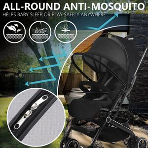 Zonneschermhoes voor baby's, muggennet en wandelwagen, 2-in-1, UPF50+, universeel kinderwagen, privacyhoes met tweeweg-rits, zonnescherm voor kinderwagen, buggy en reiswieg, zwart