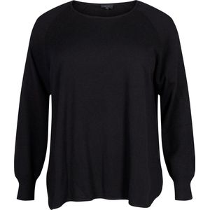 ZIZZI MELLA L/S PULLOVER Dames Blouse - Black - Maat XL (54-56)