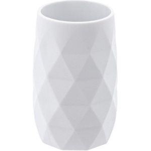 Tendance Badkamer Tandenborstelbeker Diamond - wit - kunststof - 6 x 12 cm